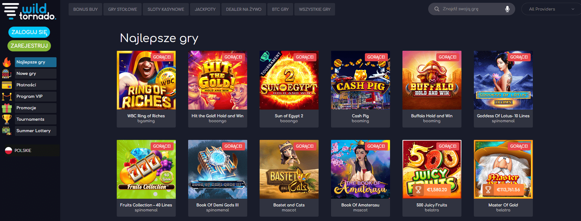 Casino Wild Tornado najlepsze gry